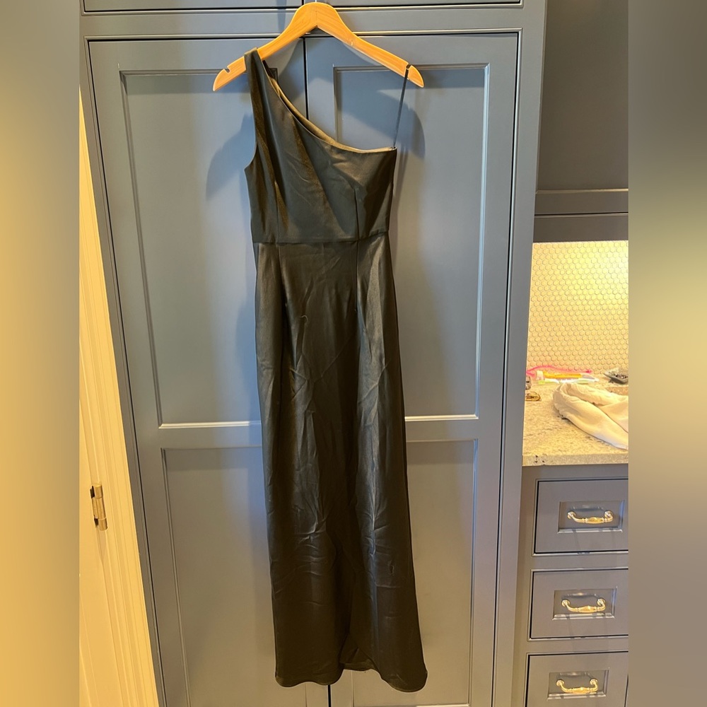 BHLDN Sleek Black One-Shoulder Dress